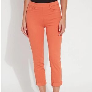 Lysse Emmy Toothpick Straight Leg Jeans In Vibrant Apricot